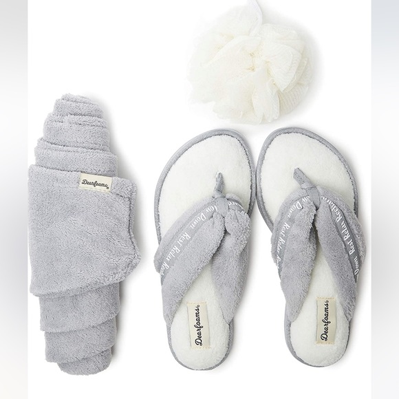 🍀 4/$20 Sale Dearfoams Women's Terry Spa-Inspired Gift Bundle Slipper - Picture 2 of 6